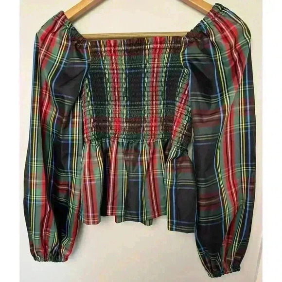 NWOT J Crew Puff-sleeve smocked top in Stewart tartan BE867 Size XS Holiday - Picture 3 of 9